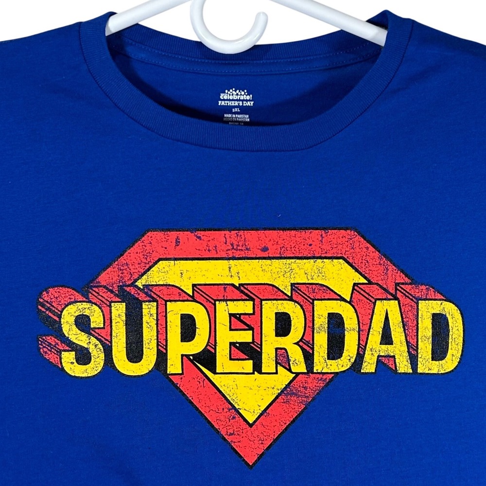 Superdad Graphic‎ Tee Mens Size 3XL Royal Blue Superman Logo Father Dad New